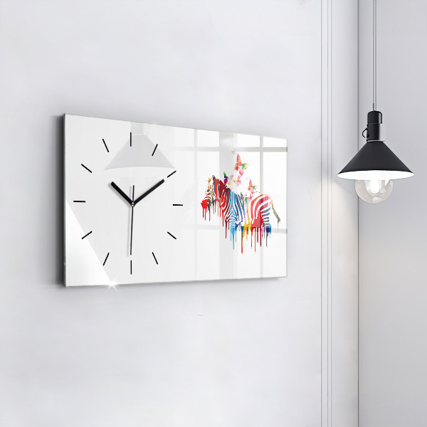 Horloge rectangulaire horizontale Zèbre coloré