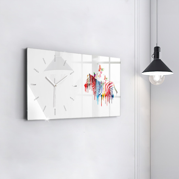 Horloge rectangulaire horizontale Zèbre coloré