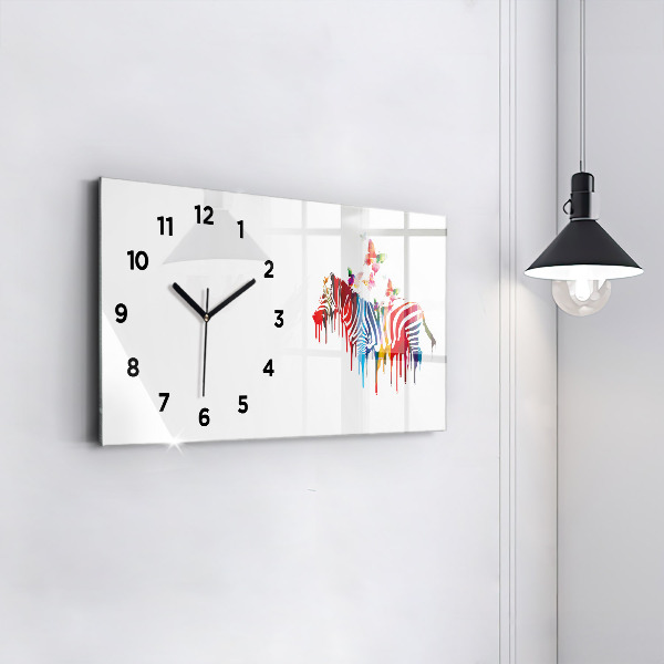 Horloge rectangulaire horizontale Zèbre coloré