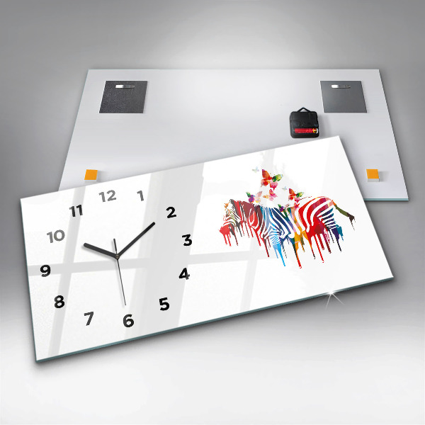 Horloge rectangulaire horizontale Zèbre coloré