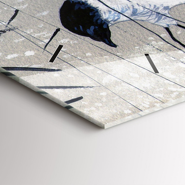 Horloge rectangulaire horizontale Grues dans les roseaux