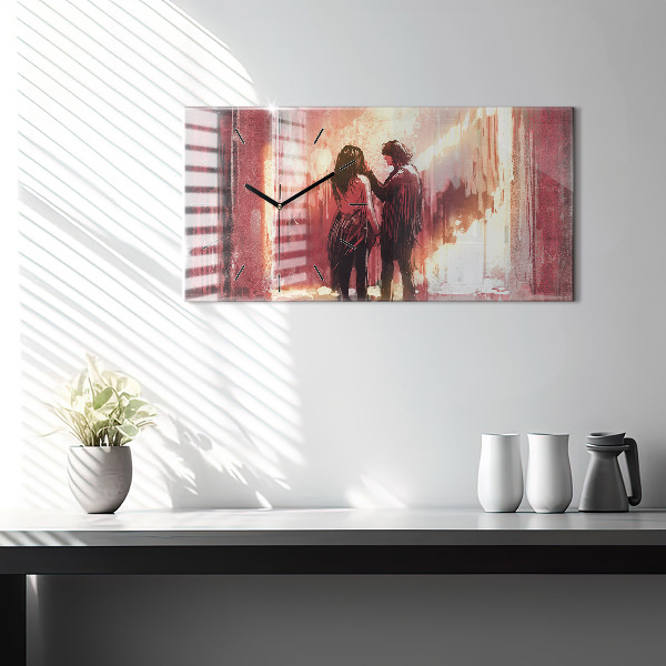 Horloge rectangulaire horizontale Jeune couple amoureux