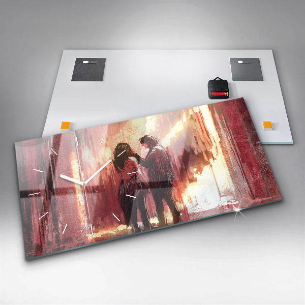 Horloge rectangulaire horizontale Jeune couple amoureux