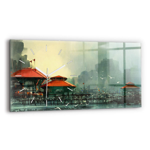 Horloge rectangulaire horizontale Village de pêcheurs