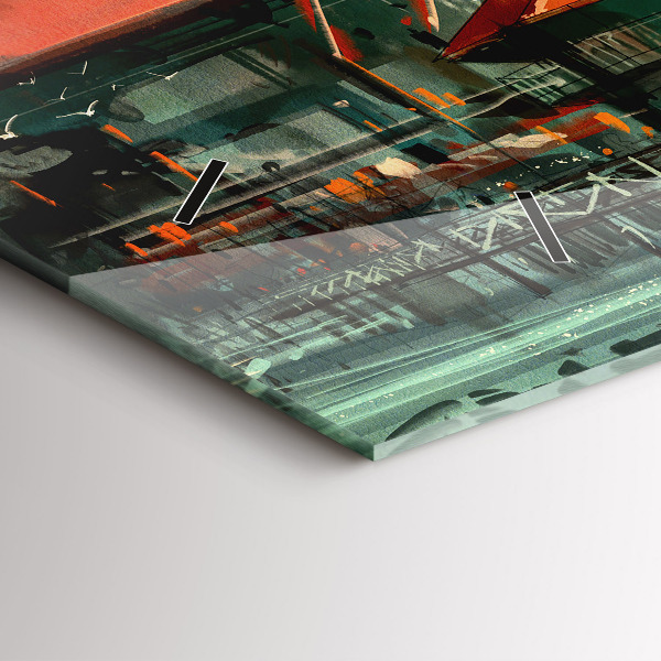 Horloge rectangulaire horizontale Village de pêcheurs