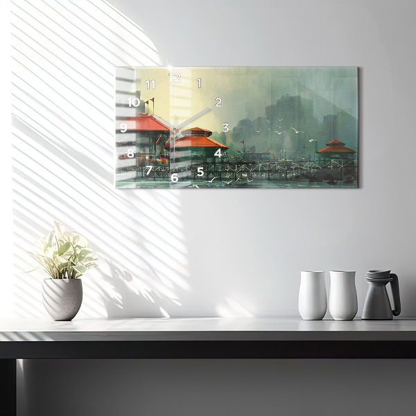 Horloge rectangulaire horizontale Village de pêcheurs