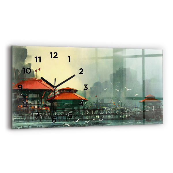 Horloge rectangulaire horizontale Village de pêcheurs