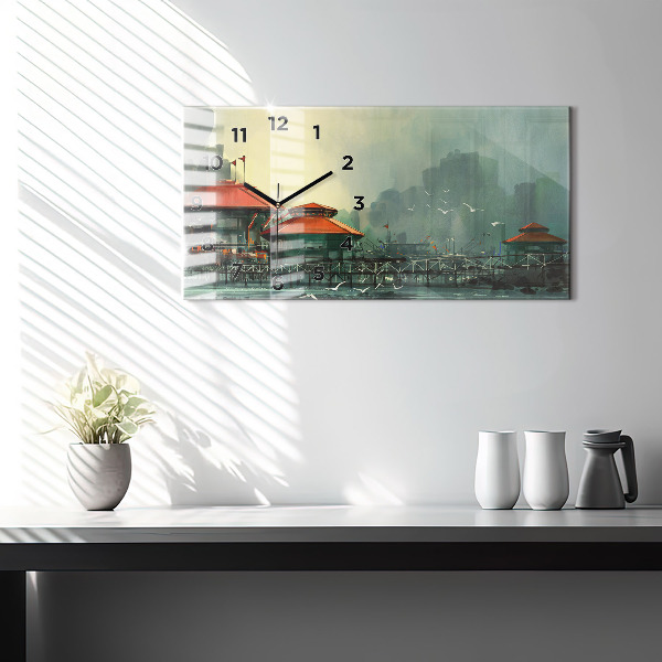 Horloge rectangulaire horizontale Village de pêcheurs