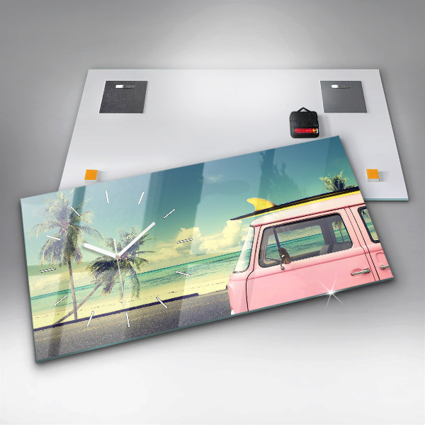 Horloge rectangulaire horizontale Voiture avec planche de surf