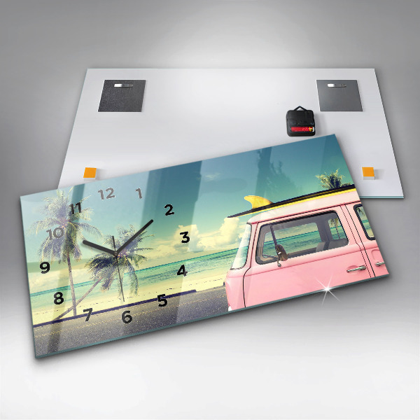 Horloge rectangulaire horizontale Voiture avec planche de surf