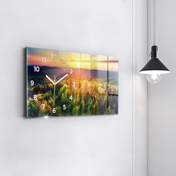Horloge rectangulaire horizontale Coucher de soleil sur les collines