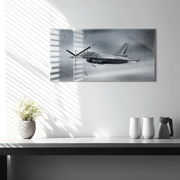 Horloge rectangulaire horizontale Avion militaire en vol
