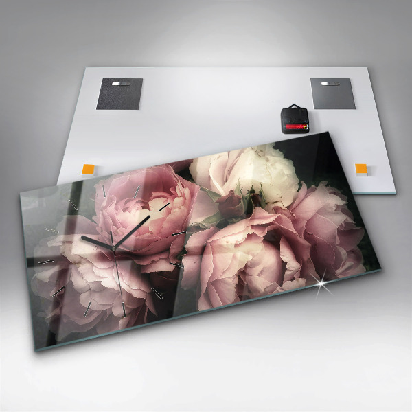 Horloge murale horizontale Bouquet de roses roses