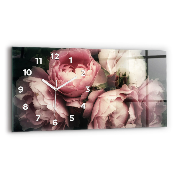 Horloge murale horizontale Bouquet de roses roses