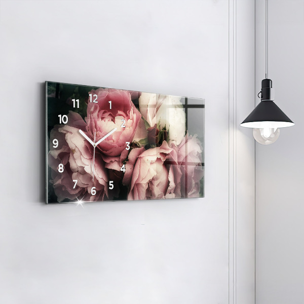 Horloge murale horizontale Bouquet de roses roses