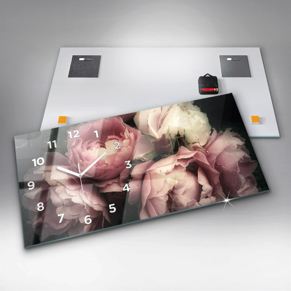 Horloge murale horizontale Bouquet de roses roses