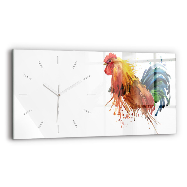 Horloge murale horizontale Coq coloré