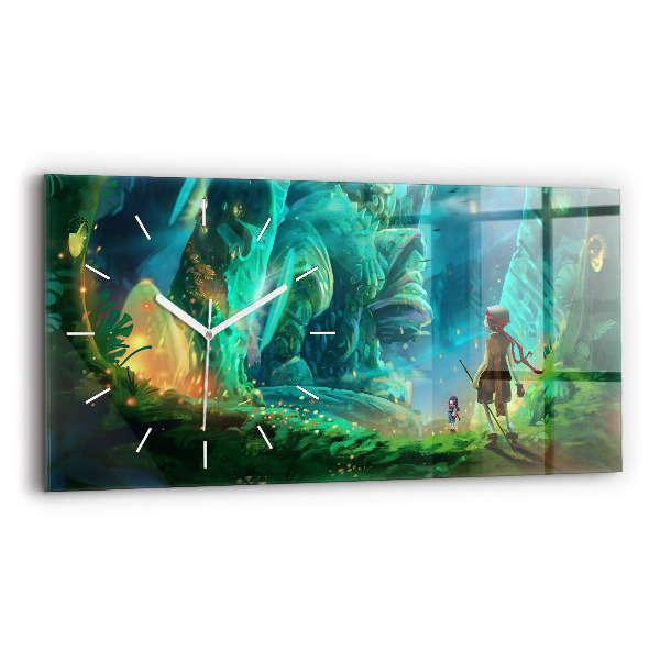 Horloge murale horizontale Enfants dans une forêt de conte de fées