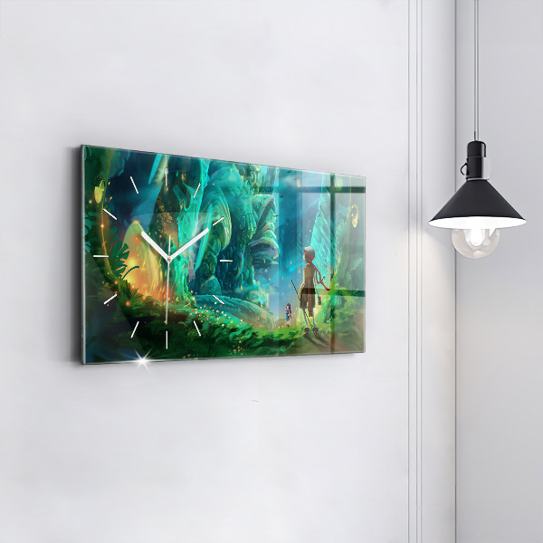 Horloge murale horizontale Enfants dans une forêt de conte de fées