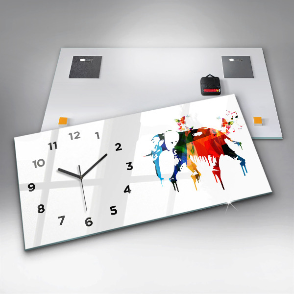 Horloge murale horizontale Éléphant peint en couleurs
