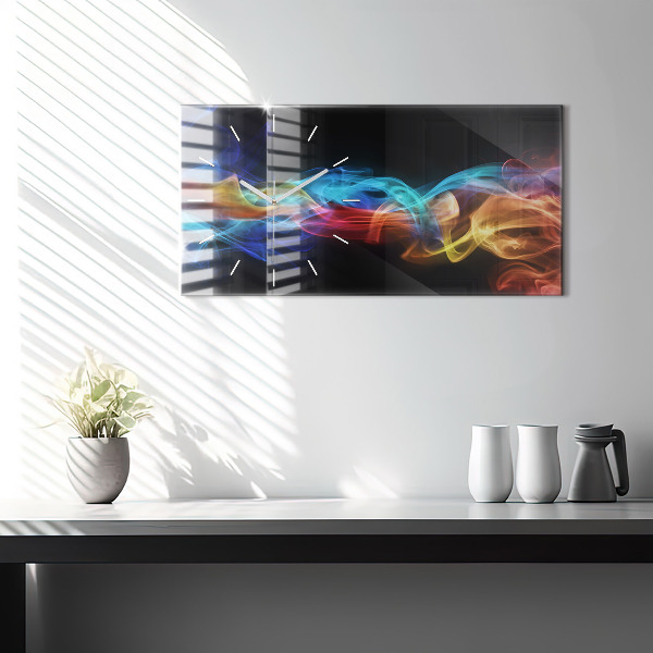 Horloge rectangulaire horizontale Lignes colorées abstraites