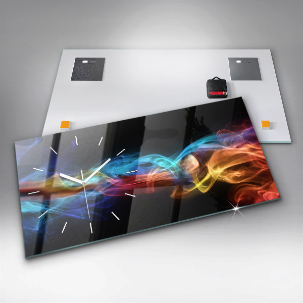 Horloge rectangulaire horizontale Lignes colorées abstraites