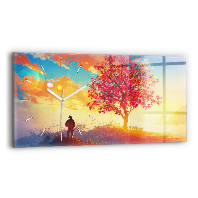 Horloge murale horizontale 'Paysage d''automne'