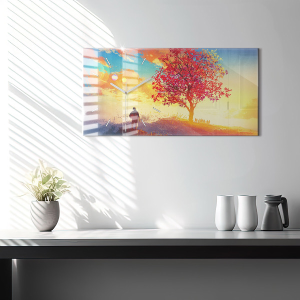 Horloge murale horizontale 'Paysage d''automne'