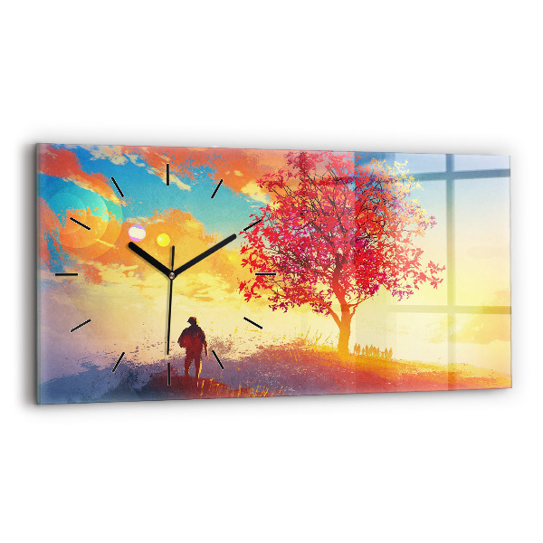 Horloge murale horizontale 'Paysage d''automne'