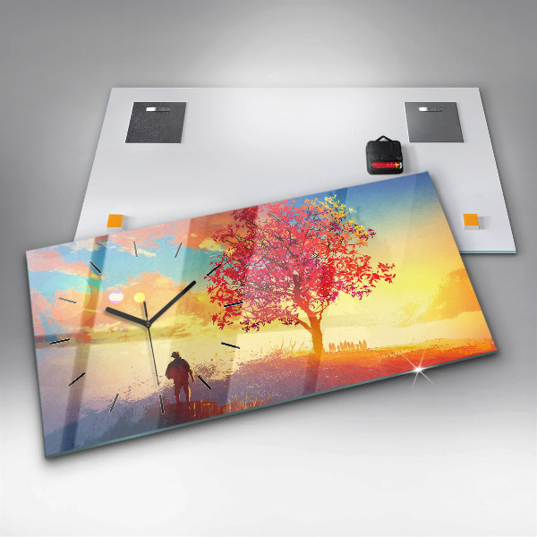 Horloge murale horizontale 'Paysage d''automne'