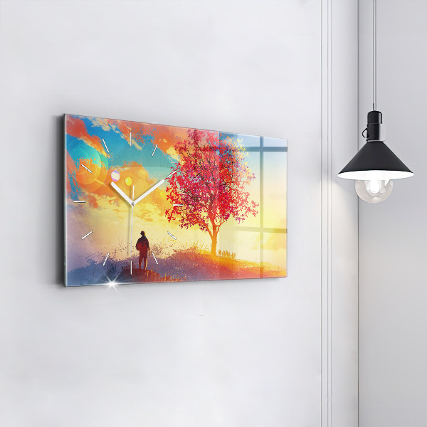 Horloge murale horizontale 'Paysage d''automne'
