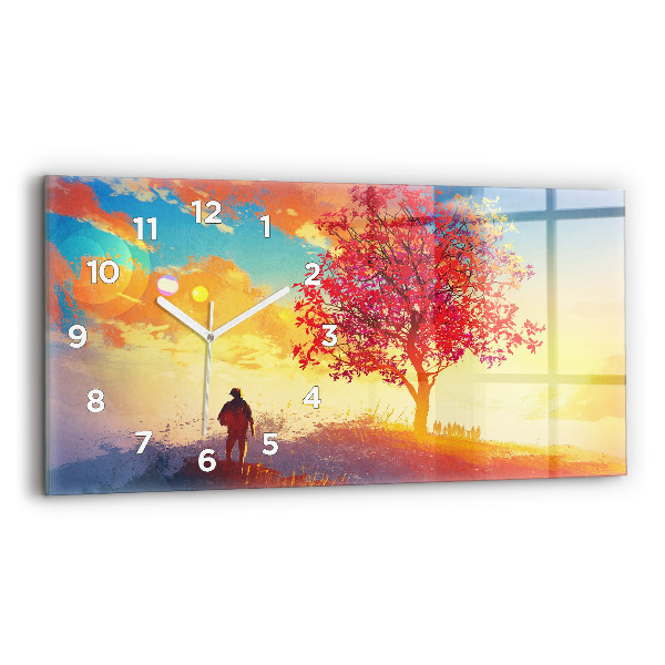 Horloge murale horizontale 'Paysage d''automne'