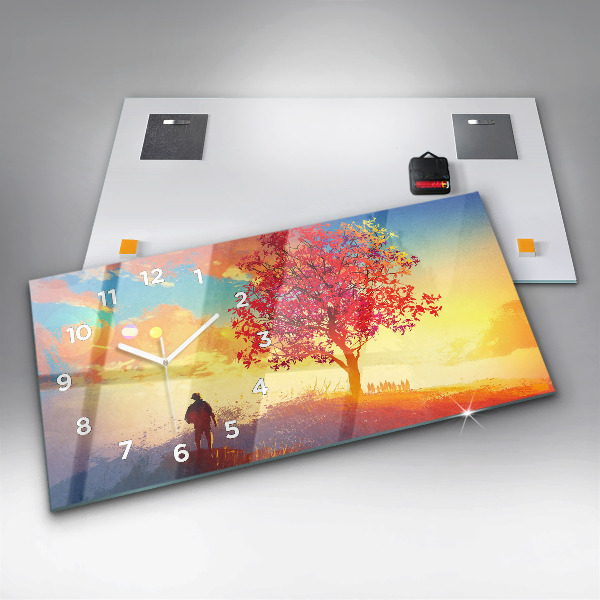 Horloge murale horizontale 'Paysage d''automne'