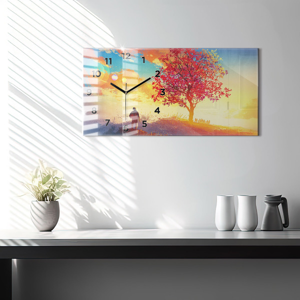 Horloge murale horizontale 'Paysage d''automne'