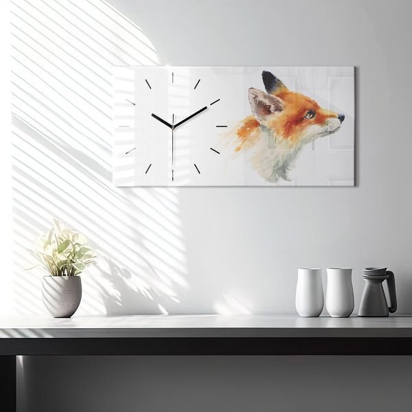 Horloge murale horizontale Aquarelle jeune renard