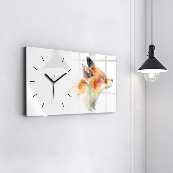 Horloge murale horizontale Aquarelle jeune renard