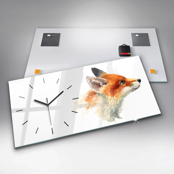 Horloge murale horizontale Aquarelle jeune renard