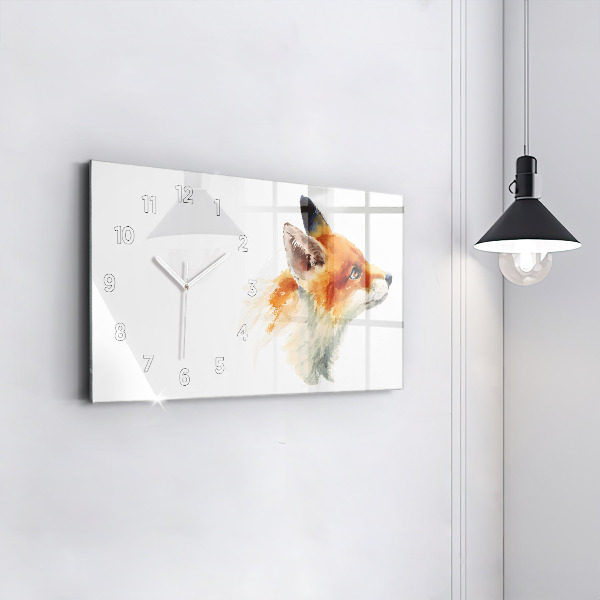 Horloge murale horizontale Aquarelle jeune renard
