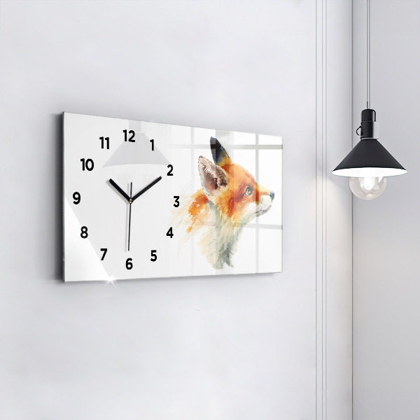 Horloge murale horizontale Aquarelle jeune renard