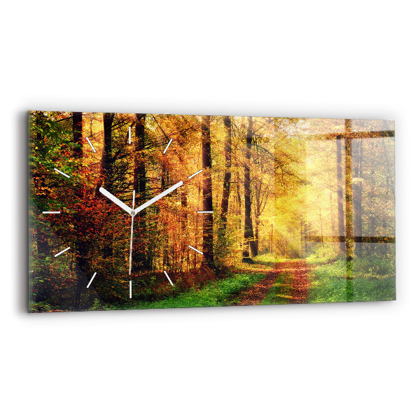 Horloge murale horizontale 'Paysage de forêt d''automne'
