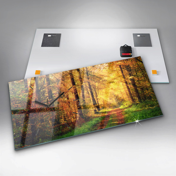 Horloge murale horizontale 'Paysage de forêt d''automne'