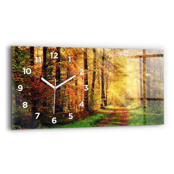 Horloge murale horizontale 'Paysage de forêt d''automne'