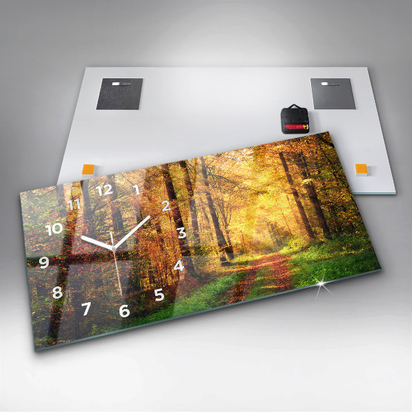 Horloge murale horizontale 'Paysage de forêt d''automne'