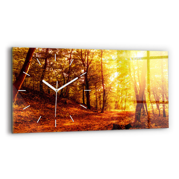 Horloge murale horizontale Paysage forestier au soleil