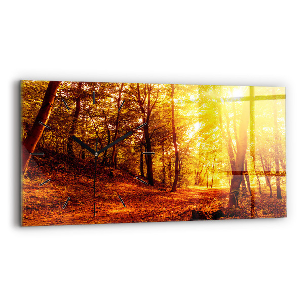 Horloge murale horizontale Paysage forestier au soleil