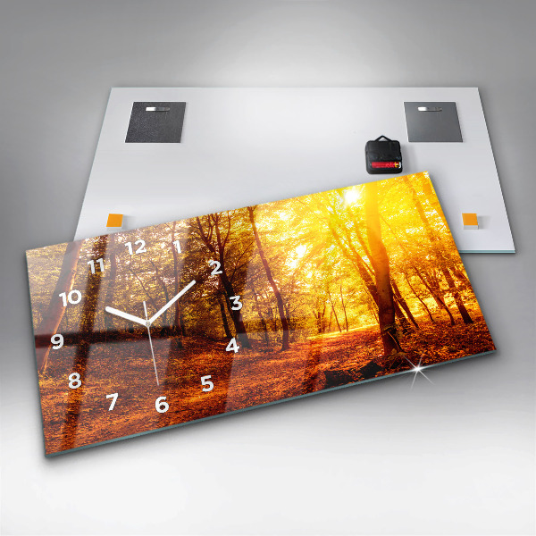 Horloge murale horizontale Paysage forestier au soleil