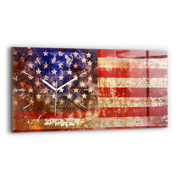 Horloge murale horizontale Drapeau américain vintage