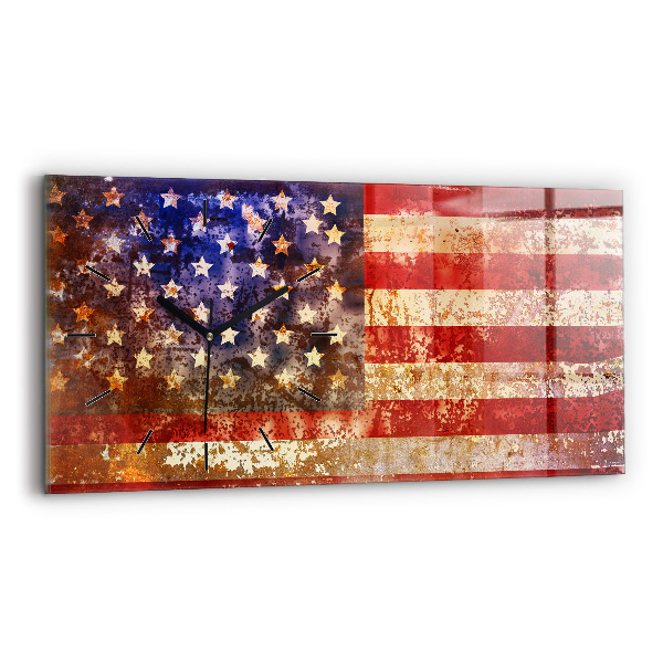 Horloge murale horizontale Drapeau américain vintage