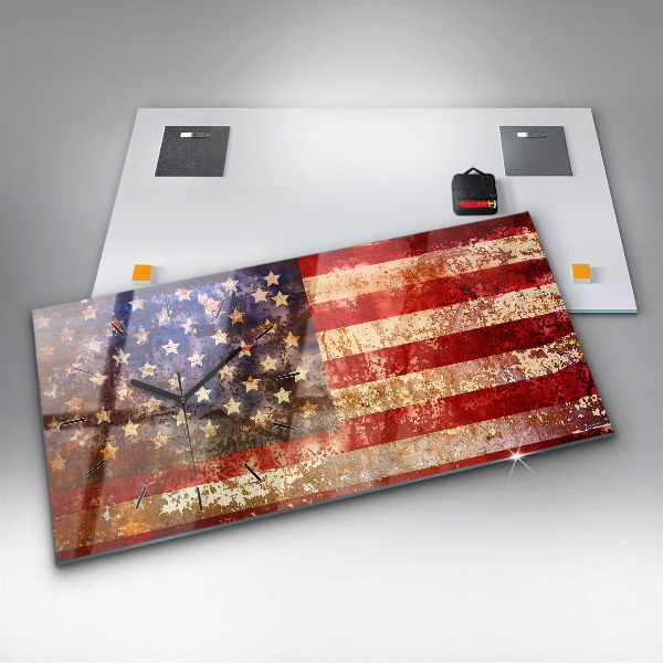Horloge murale horizontale Drapeau américain vintage