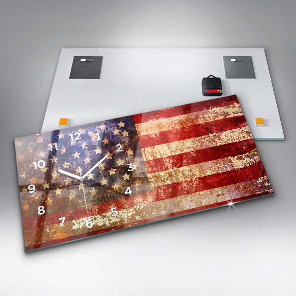 Horloge murale horizontale Drapeau américain vintage